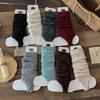 New Autumn and Winter Solid Color Leg Warmers Thickened Harajuku Mid-Calf Sock Knitted Bow Pile Sock Women
