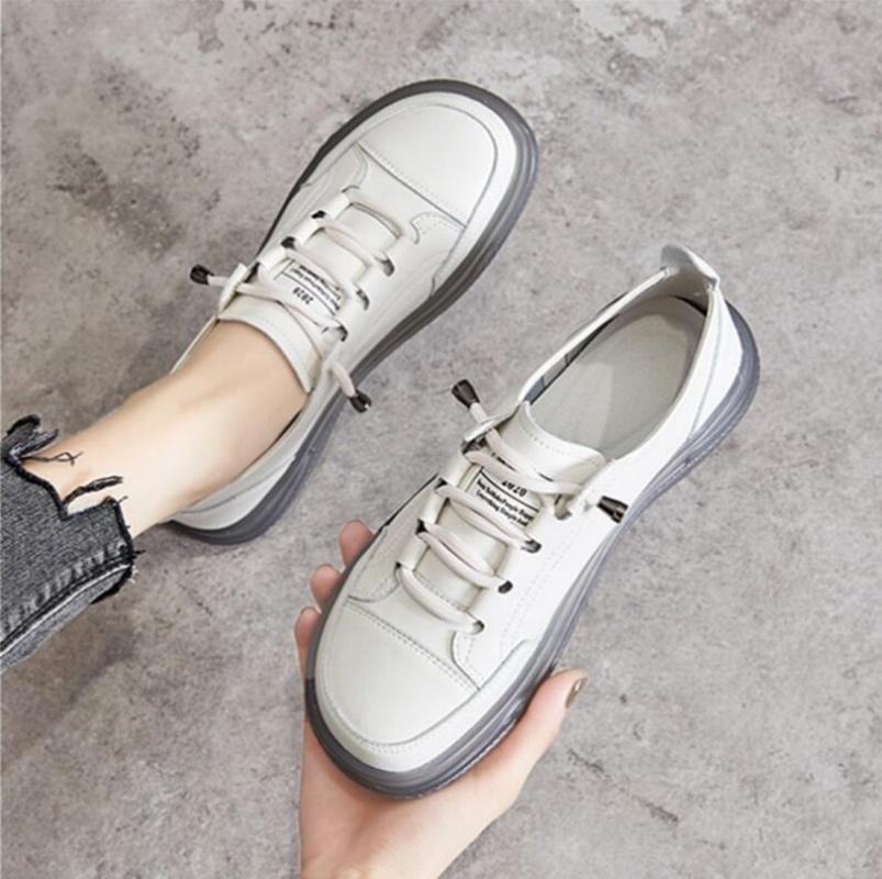 Genuine Leather Women's Flat Sneakers Large Size 35-41 Autumn Vulcanized Shoes Ladies Casual Shoes Comfortable Flats