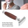 Мужская безопасная бритва с двумя лезвиями для дома, салона, портативная, из цинкового сплава, с деревянной ручкой, ручная бритва (Без лезвия)
