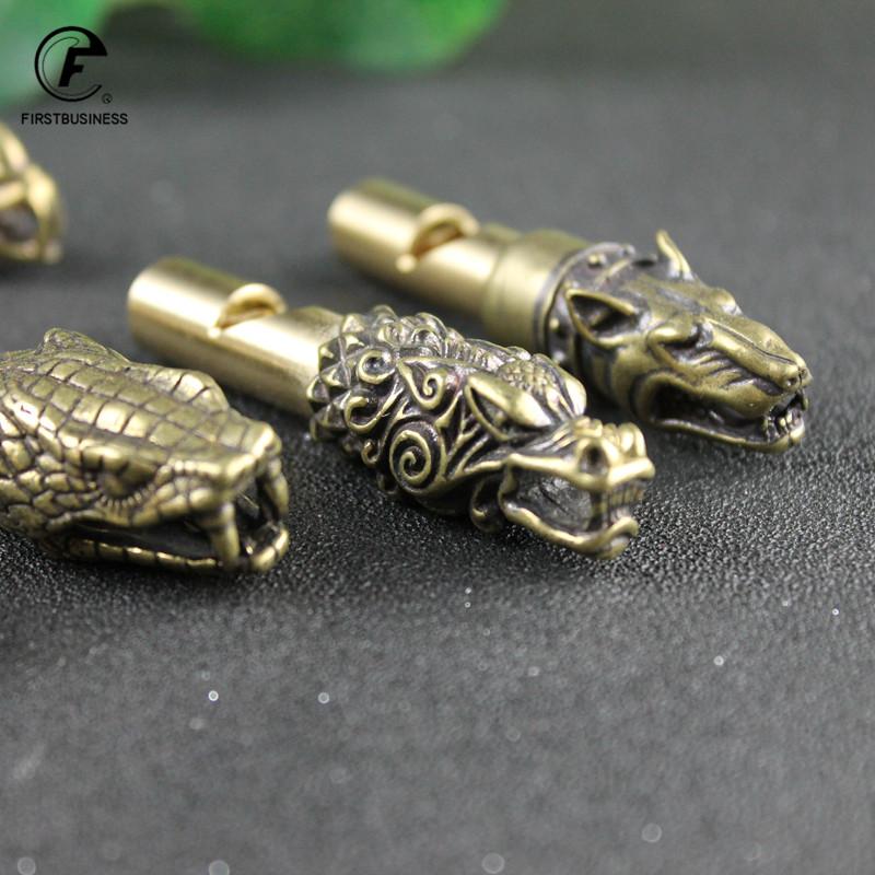Copper Wild Boar Rhino Eagle Boa Lion Wolf Kirin Lizard Keychain Pendants Outdoor Referee Whistle Vintage Wild Survival Whistles