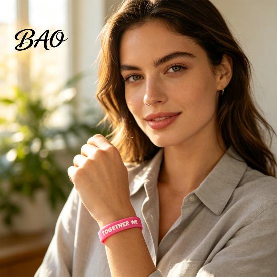 Encouragement Bracelet for Women Health 6 Pcs Breast Cancer Awareness Bracelets Women, Pink Ribbon Silicone Wristbands Wristbands, Hope Faith Strength