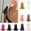 Women Scarfs Solid Color Head Scarf Pearl Hijab Lightweight Fashion Hair Scarf