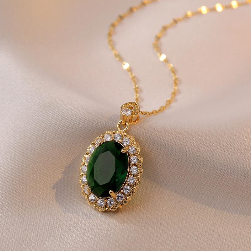 Роскошное овальное ожерелье с цирконием для женщин, новинка 2024 года, цепочка из нержавеющей стали, ювелирные изделия, аксессуары для вечеринок