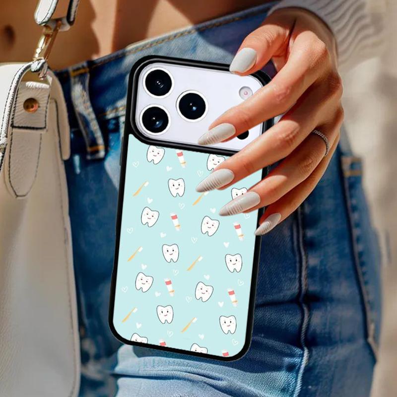 Милый чехол для телефона с зубами и дантистом Для iPhone 17 Air 14 15 13 12 Max Чехол Для Apple 14 15 16 16e 11 Pro Max Plus