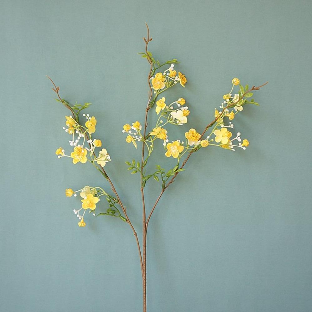 With Leaf Artificial Flower Single Small Flowers Plum Blossom Household Silk Flower Courtyard