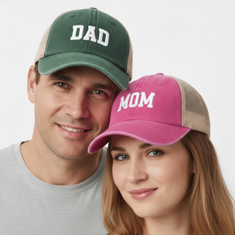Visors DAD MOM Baseball Hats Mesh Net Sunscreen Hats Washed Distressed Faded Cap for Man Women