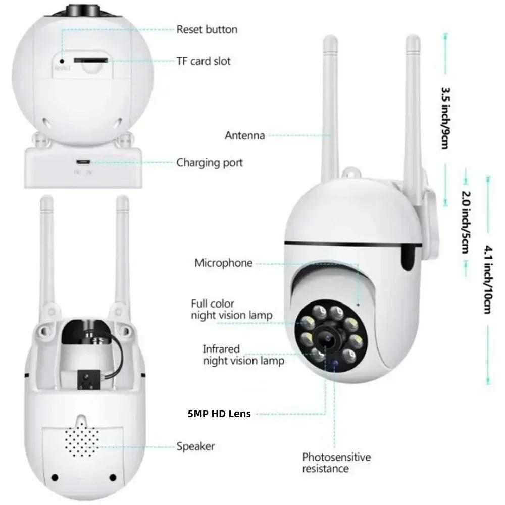 8МП Беспроводная охранная PTZ-камера видеонаблюдения Wi-Fi IP Уличная 4-кратный зум камеры ИИ Отслеживание человека Двусторонняя аудиосвязь HD Ночная цветная камера Вилка ЕС