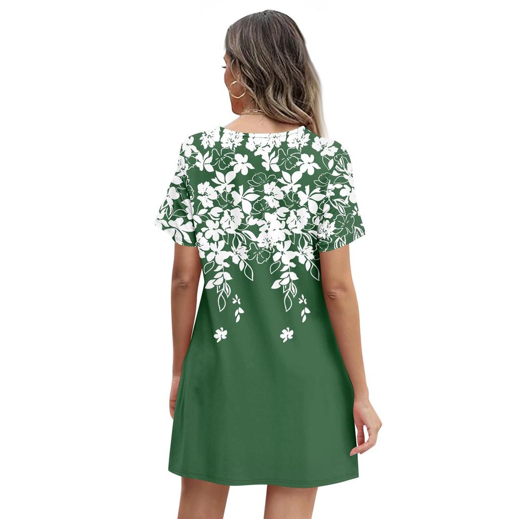 Women's Summer Casual Petal Slim Stripe Pleated Solid Color Dresses