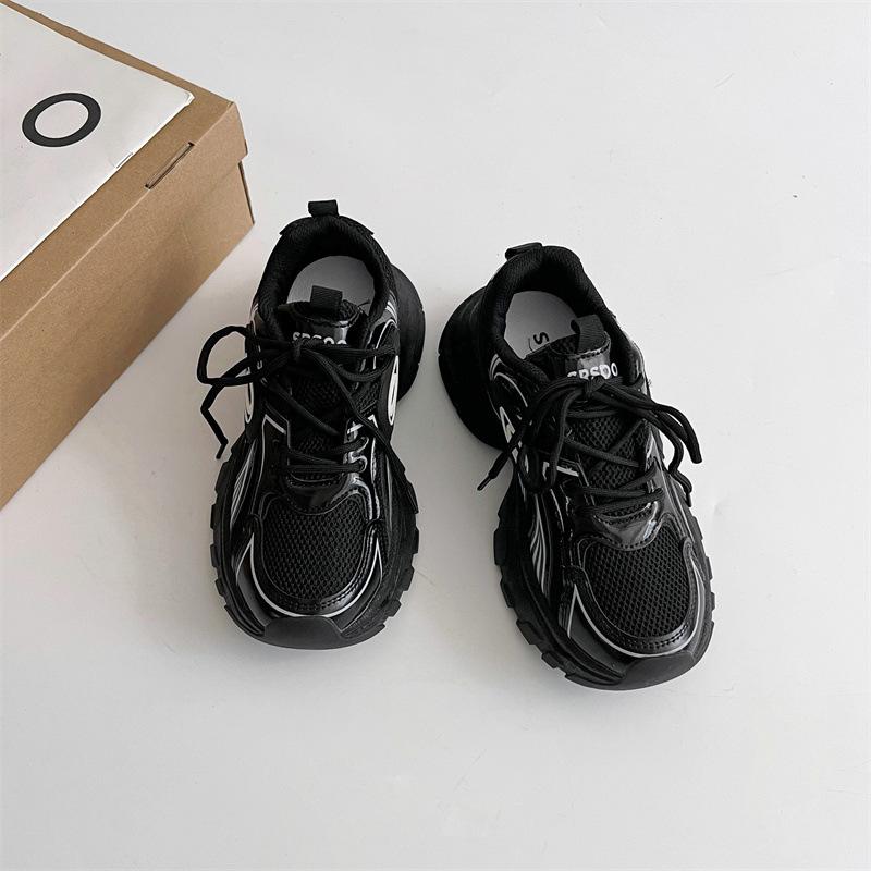 Серебристо-серые универсальные кроссовки на высокой платформе в стиле «папины кроссовки» женские 2025 новая летняя популярная сетчатая студенческая легкая спортивная обувь