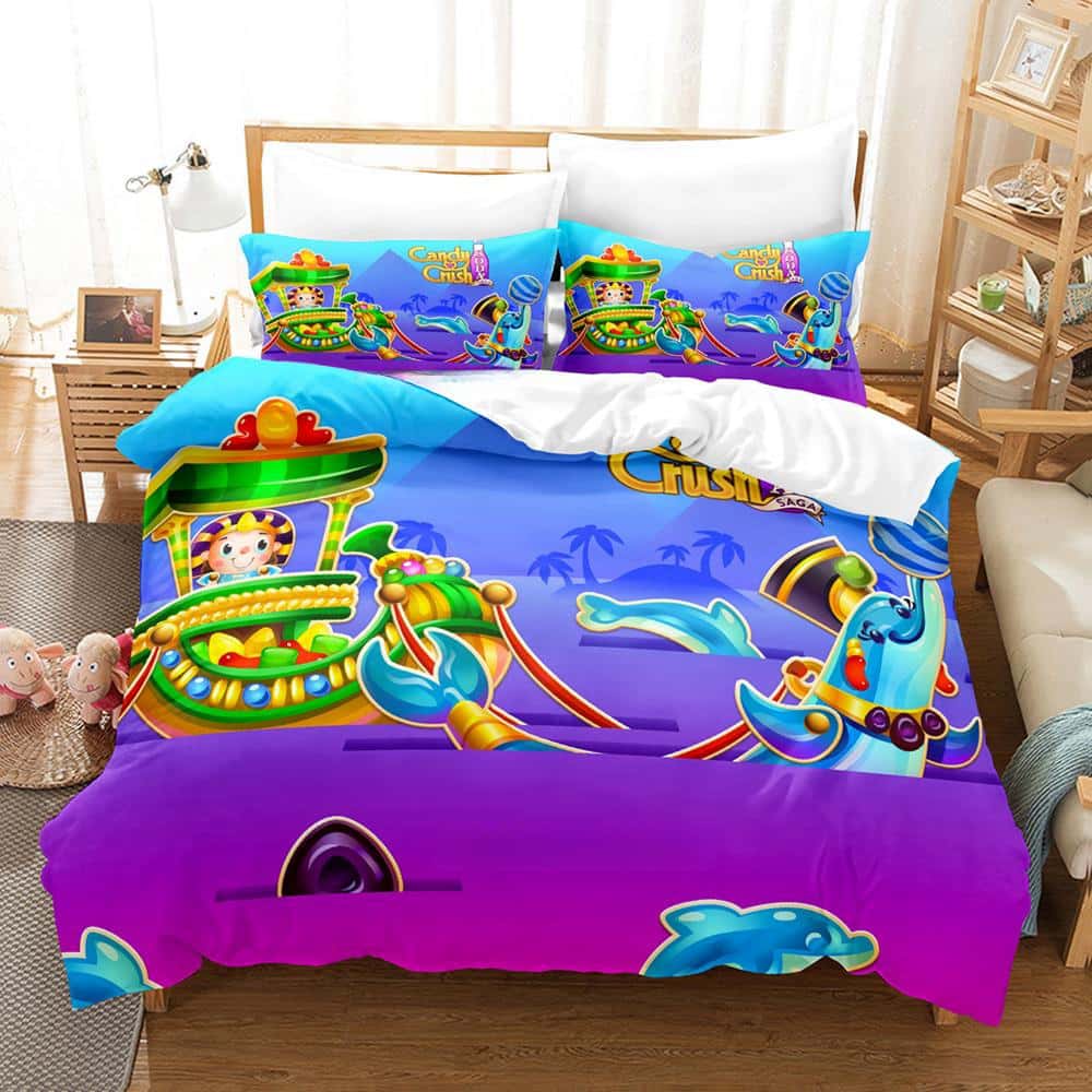 Игровой Постельный Набор Candy Crush Soda Saga Односпальный Полуторный Двуспальный Кинг-сайз Постельный Набор Взрослый Детский Спальня Комплекты Пододеяльников Домашний Текстиль