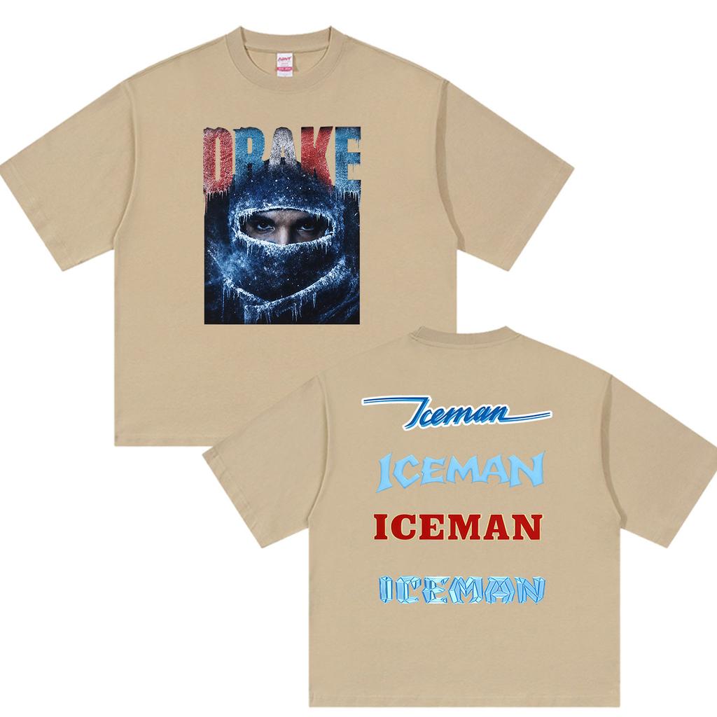 Мужская футболка с графическим принтом альбома Iceman рэпера Дрейка, винтажная, с коротким рукавом, хлопковая, для стритвира, подарки для фанатов