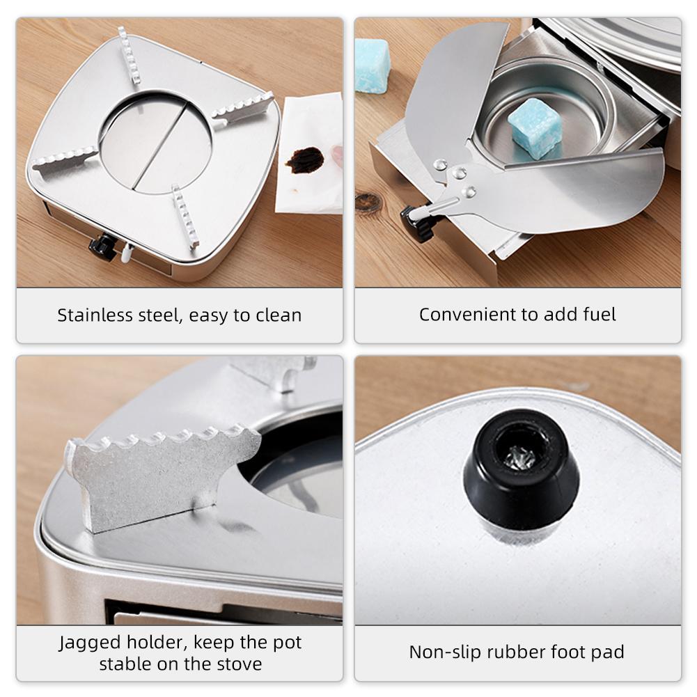 Mini Alcohol Stove Burner Stainless Steel Adjustable Firepower Windproof Drawer Style
