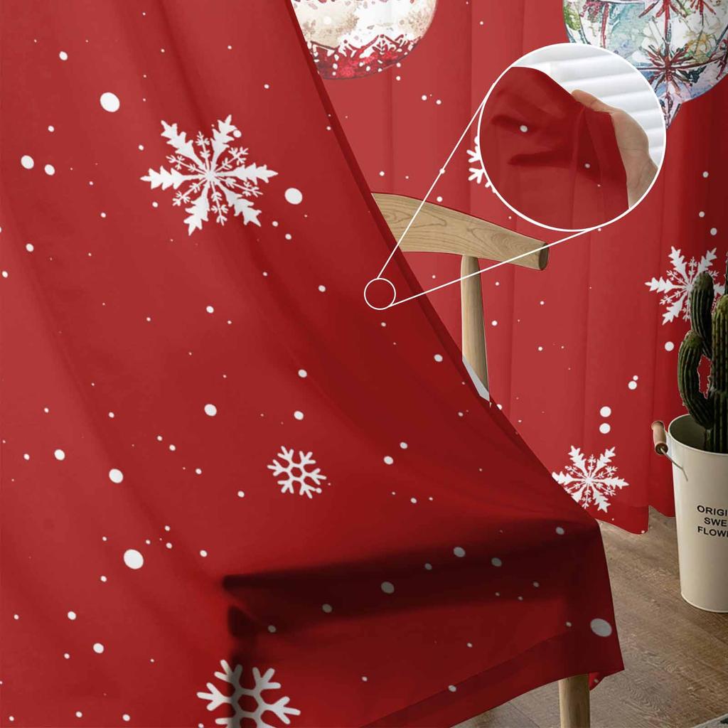 Снежинка Рождественский шар Пуансеттия Красные прозрачные шторы для украшения гостиной Оконные шторы Кухонные шторы из тюля и вуали