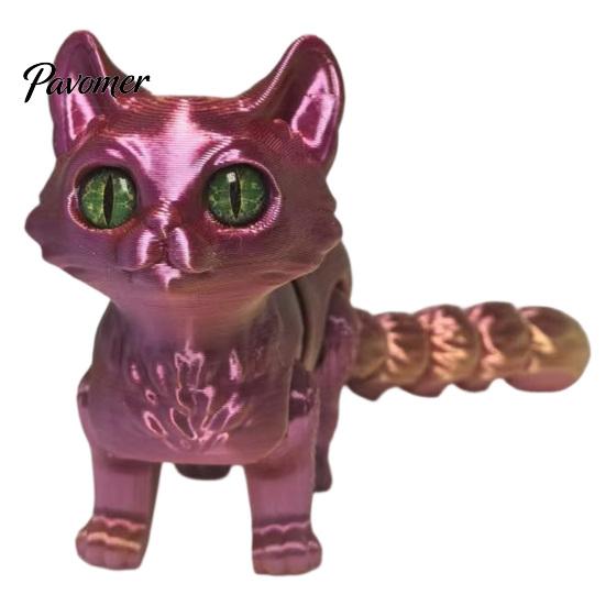 Silent Fidgets for Classroom 3D Printed Cat Toy, Articulated Movable Joint Figurine Desk Stress Relief Sensory Toys Decor, Cute Fidget Toy Kids