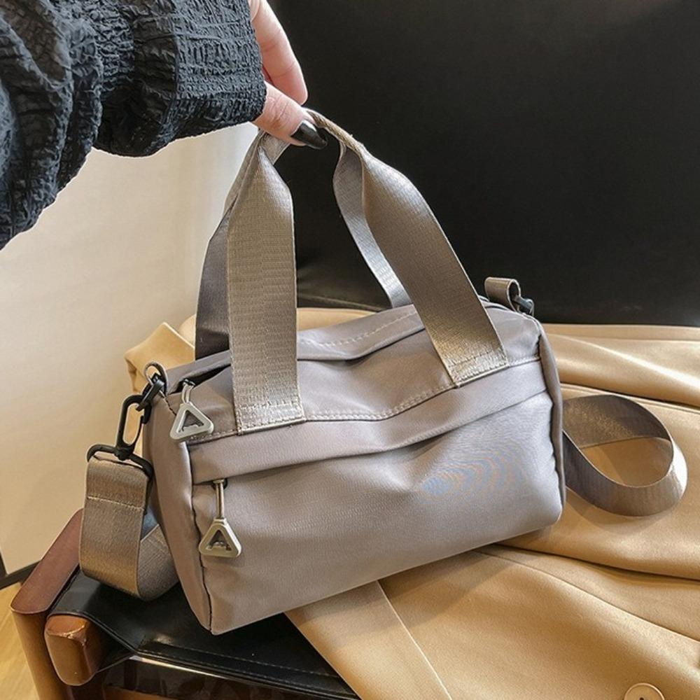 Solid Color Canvas Crossbody Bag Zipper Small Square Bag Portable Nylon Shoulder Bag Travel