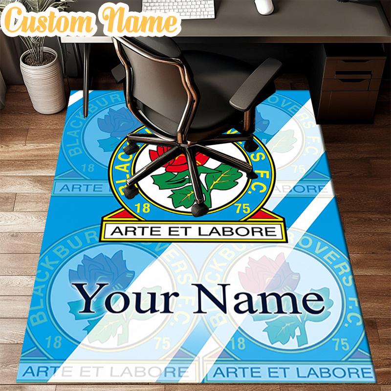 Custom Name Blackburn Rovers Fc Crest Rug Office Rug Chair Mat Non Slip Carpet Rugs for Bedrooms Dining Room Living Room Home Decor gifts