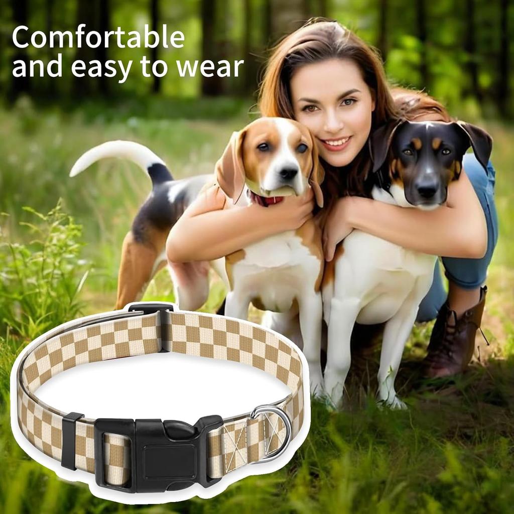 Dog Collar, Cute Puppy Collar, Funny Pet Collar, Adjustable Soft Dog Collars for Large Dogs Green White Plaid