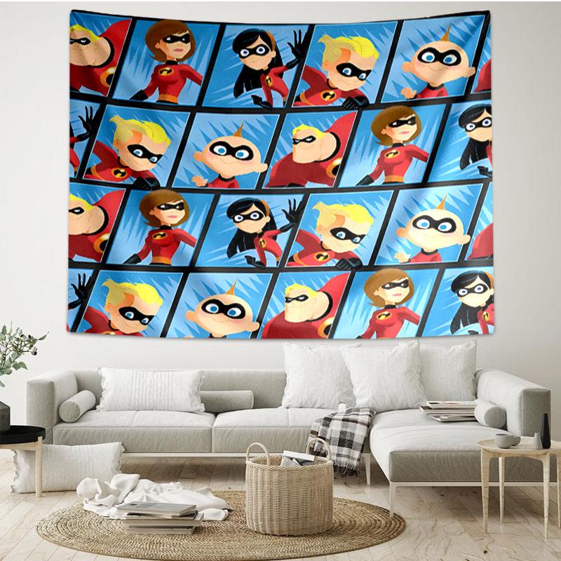 Incredibles Print Tapestry - Portable Wall Decor Cloth, for Home, Dorm, Travel, Bedroom, Living Room - Ideal Birthday Housewarming Gift