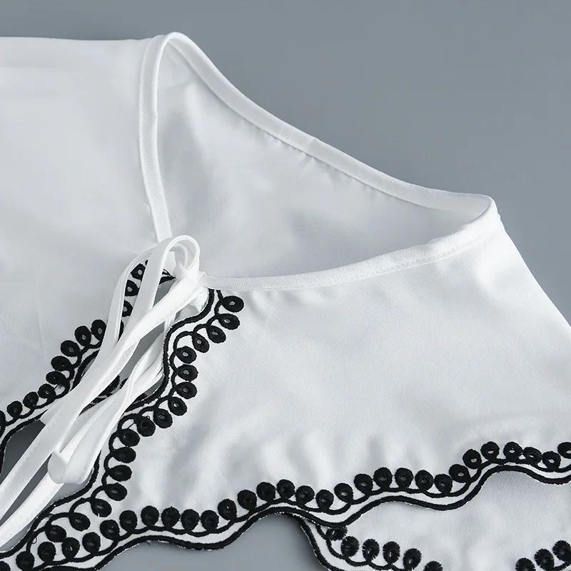 Women White Chiffon Fake Collar Scarf Shawl for Female Shoulders Wraps Cape Removable Bowknots False Collar