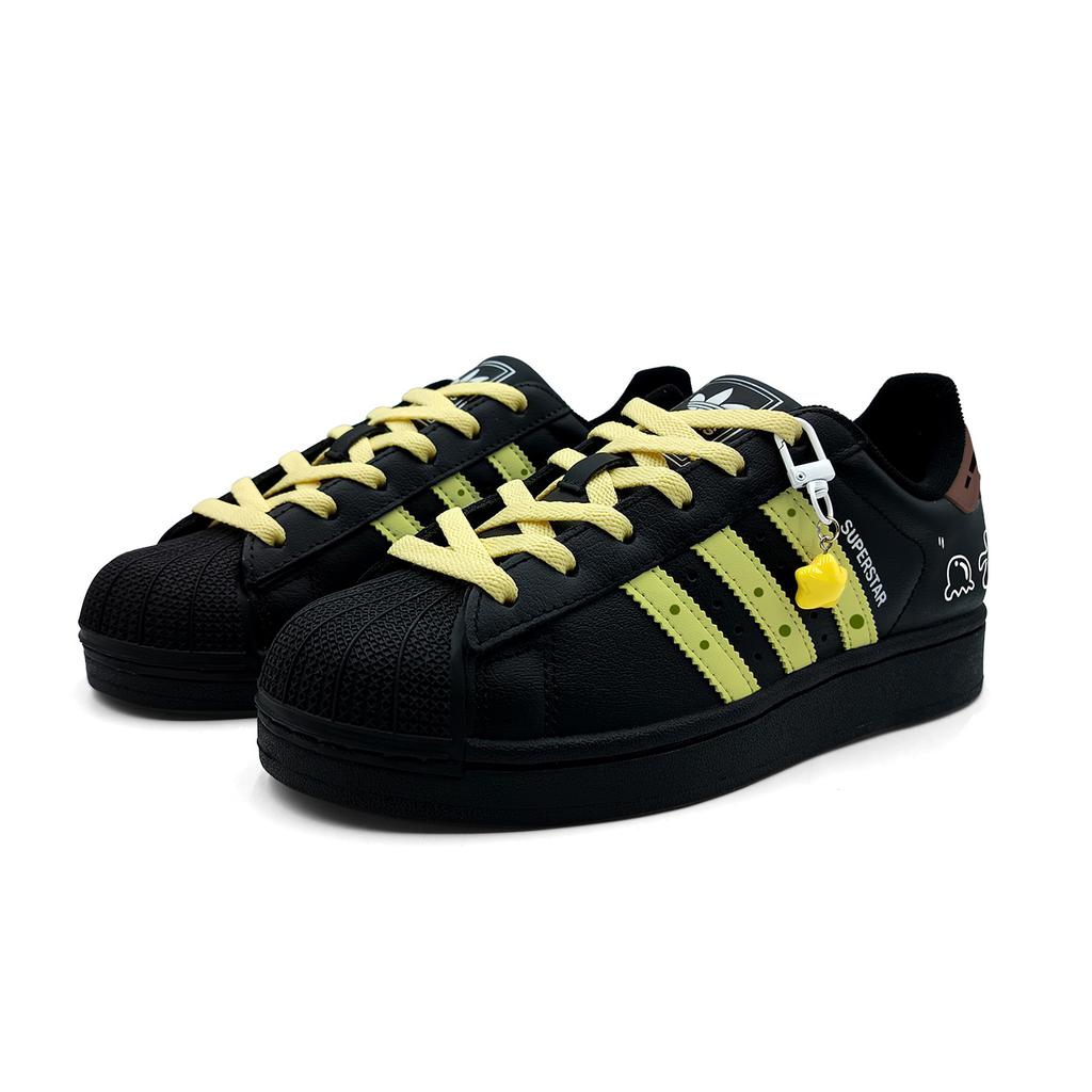 adidas Originals Superstar 2 Устойчивые к истиранию Низкие Скейтбордические кроссовки Унисекс Черный Желтый JI0079( team927-)