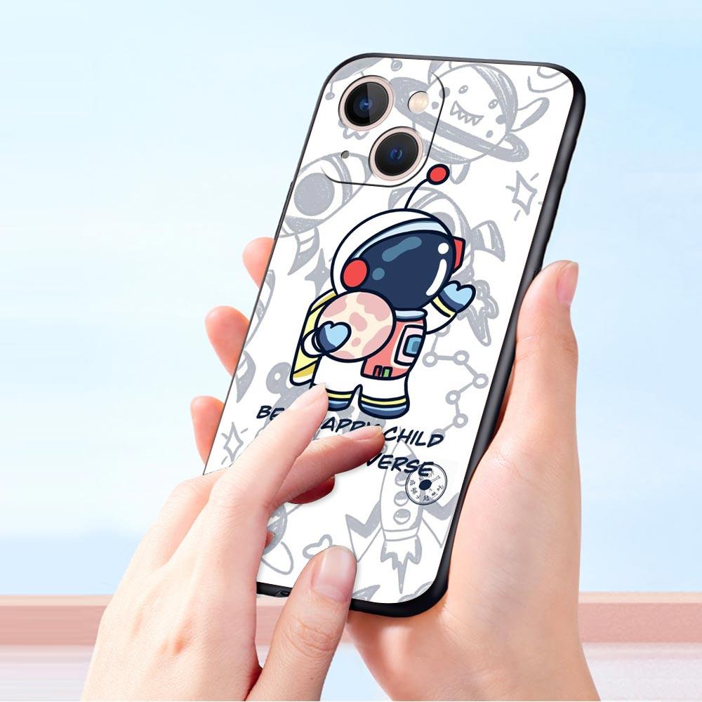 Cartoon Cute Cosmonaut Phone Case Cover for iPhone 17 16 15 14 13 12 11 Pro Max 17 Air Plus Shockproof Soft TPU Shell Fundas Bag