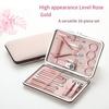 Nail Clippers Rose Gold 18piece Diagonal Exfoliating Stainless Steel Manicure Set Household Ear Spoon Scissors for Men and
