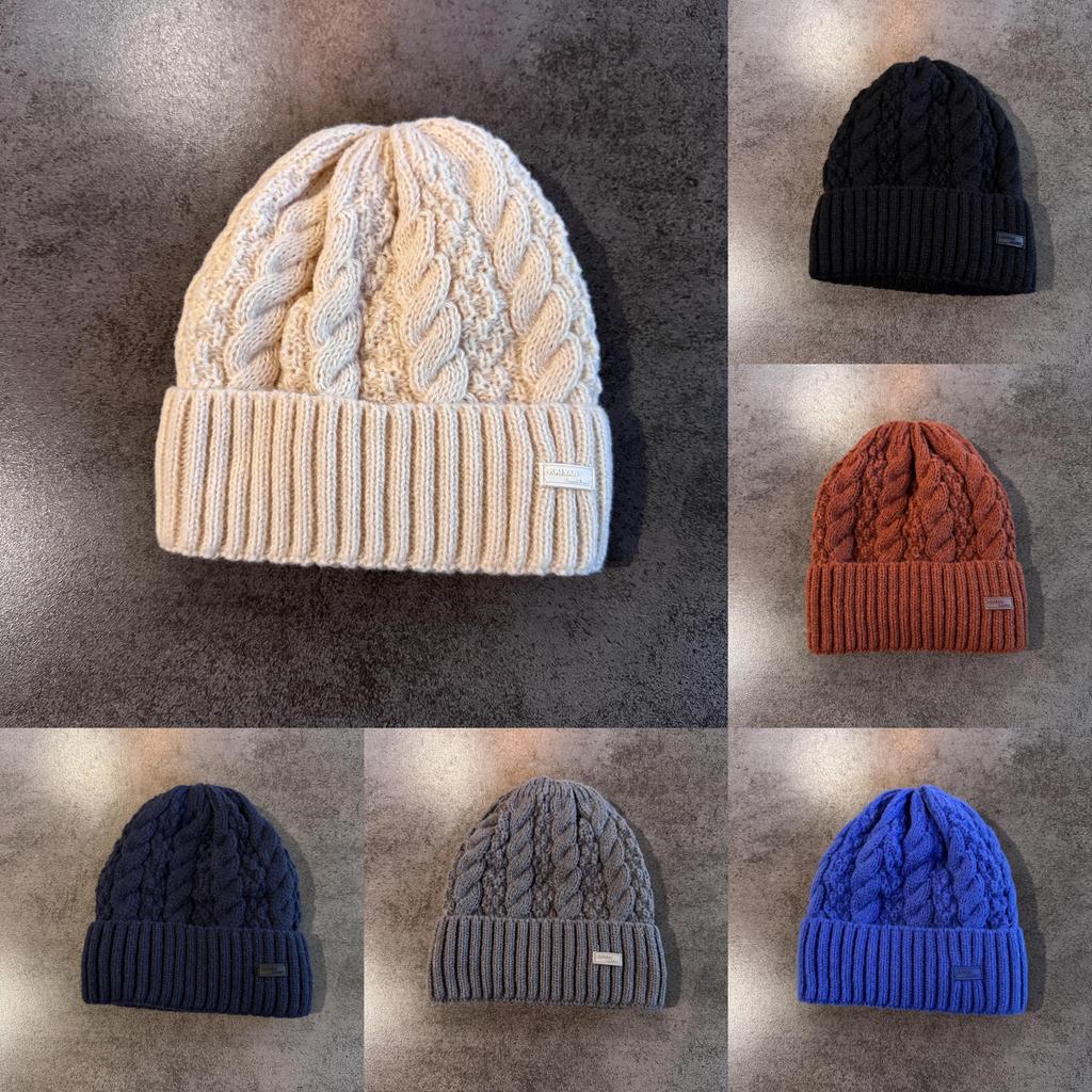 Knit Hat For Men With Letters Warm Solid Color For Casual Wear