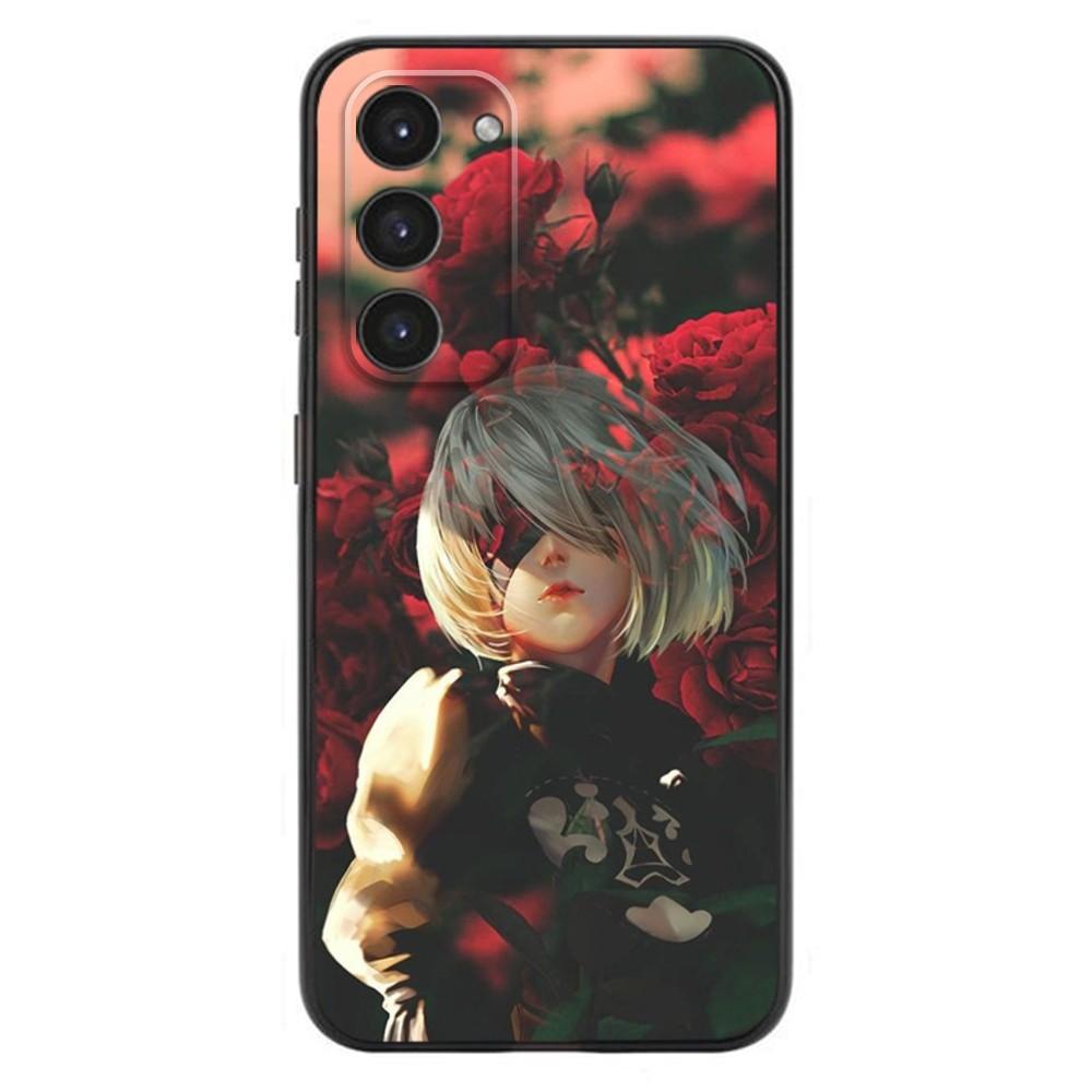 Чехол для телефона N-NieR A-Automata 2B для Samsung Galaxy A20, A21s, A22, A31, A32, A52, A53, A72, 73, A80, A91, Мягкий Жидкий Силикон, Черный Чехол