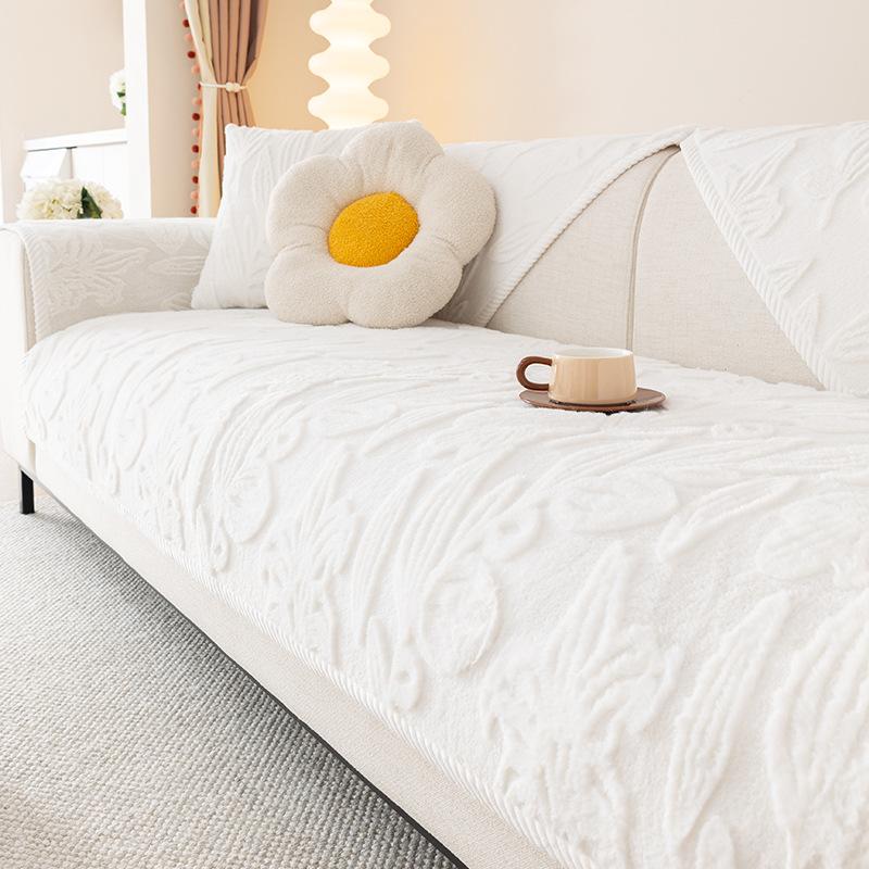 Winter Thicken Sofa Cover Solid Color Cream Wind Plush Sofa Cushion Corner Slipcovers for Living Room Nordic Decor Couch Cover
