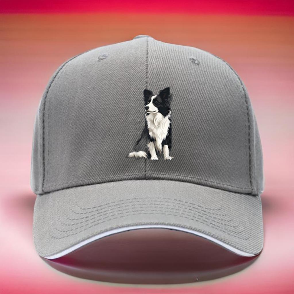Border Collie Dog Print Polyester Trucker Hat Adjustable Hiking Baseball Cap Casual Outdoor Headwear