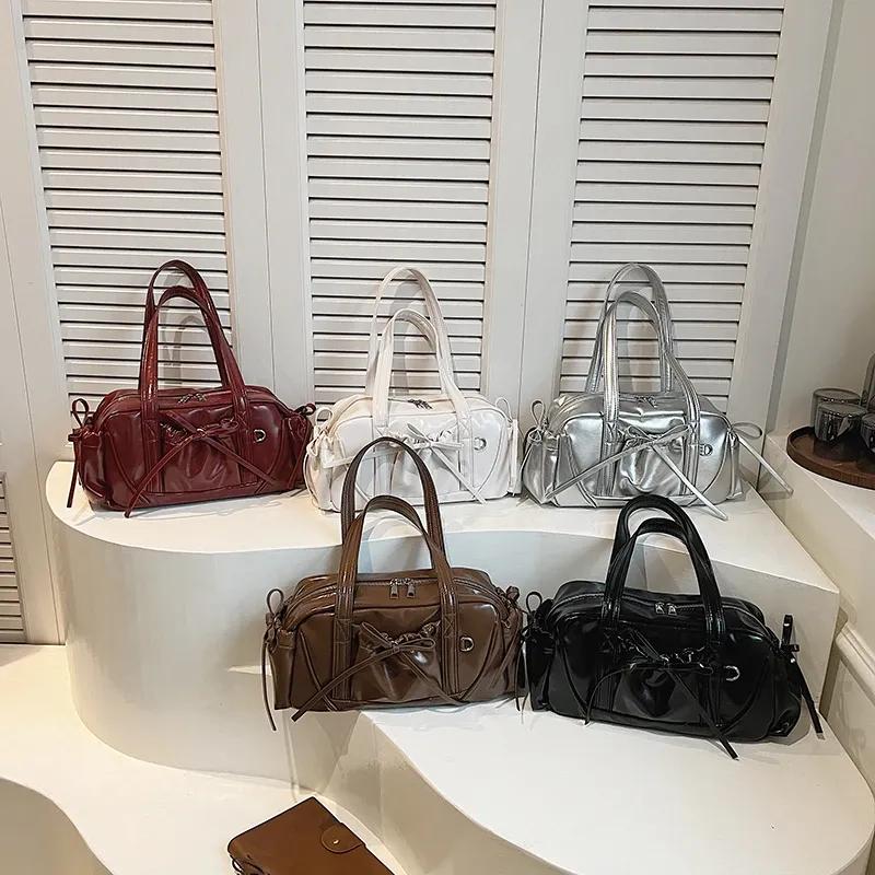 Сумки через плечо из искусственной кожи с бантом в стиле ретро для женщин 2024 года, новый тренд зимы 2020 года, модная сумка-тоут, женские сумки