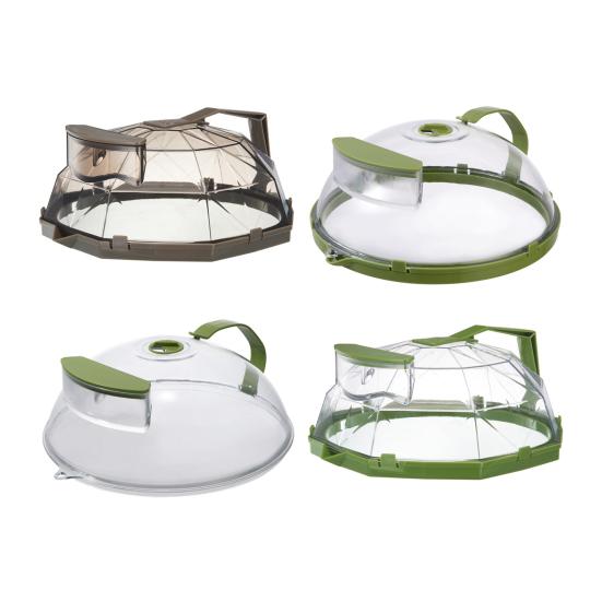 Food Cover with Water Steamer Integrated Handle Splatter Guard Plate Covers Kitchen Gadgets Accessories