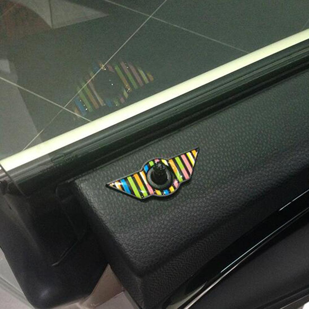 Car Interior Door Pin Lock Wing Emblem Badge Sticker For Mini Cooper Clubman S R50 R53 R55 R56 F54 F55 F56 F60 Countryman