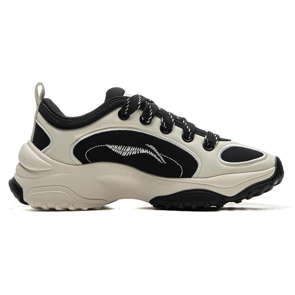 Кроссовки Li Ning Milkshake Soft Rebound Retro с толстой подошвой, амортизирующие, износостойкие, низкие, повседневные, женские, цвет черный, коричневый AGCU404-1