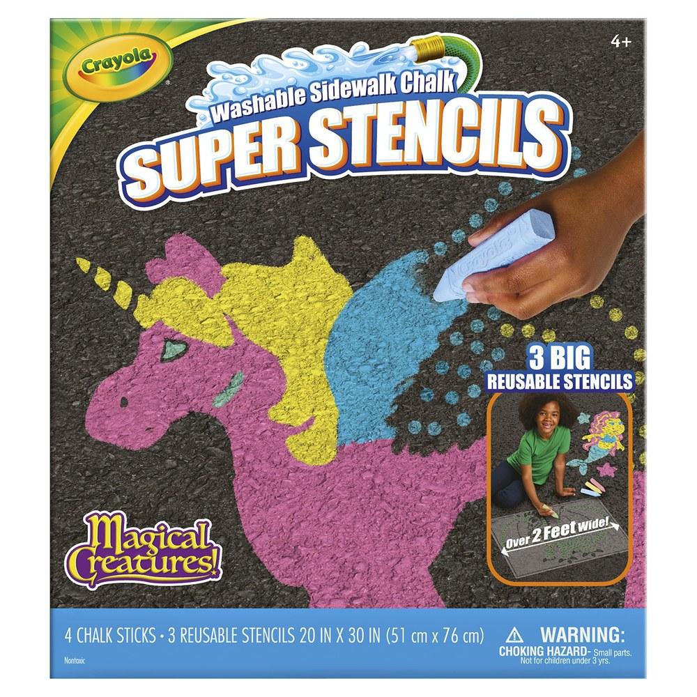 Набор мелков Crayola Jumbo, смываемых водой, 4 цвета, 3 листа с трафаретами, для использования на улице 031001