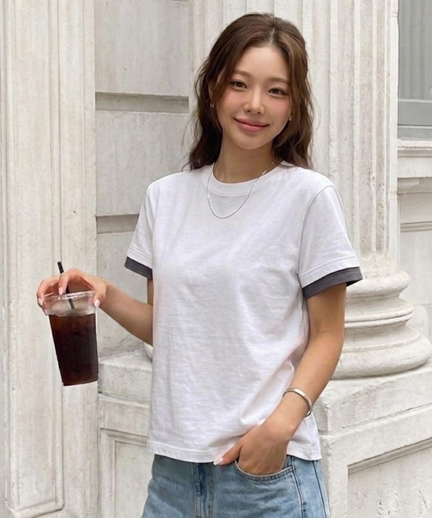VANNWORKS [Crop] Layered Roll-Up Short Sleeve T-Shirt (Vs0301) White