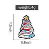 Christmas Books Tree Enamel Pins Bookworm Brooches Lapel Badges Cartoon Bookish Reading Jewelry Gift for Reader Friends