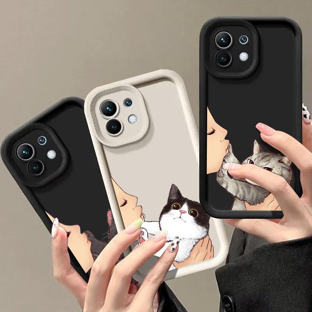Чехол для телефона для Xiaomi 14T 14 13T Pro 12 13 11 Lite POCO F3 F5 X3 X5 X6 M5s M6 Pro Мягкий чехол Милый Прекрасный Кот Поцелуй Отказывается целоваться