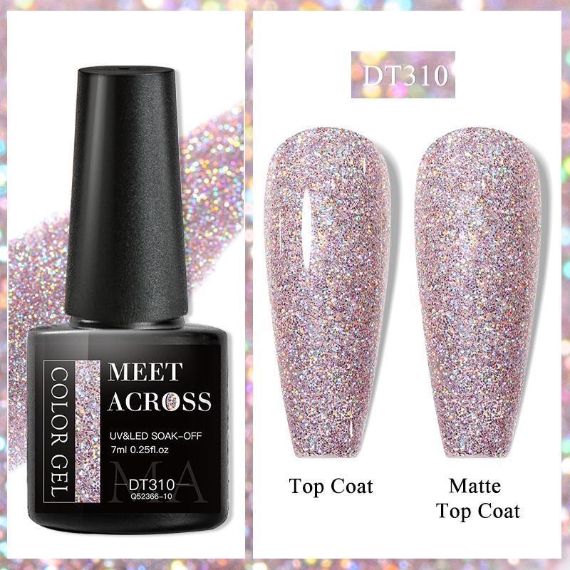 MEET ACROSS Блестящий гель-лак для ногтей, популярный телесный, розовый, красный, синий, блестящий гель-лак, красочный гель для начинающих, маникюр, салон дизайна ногтей