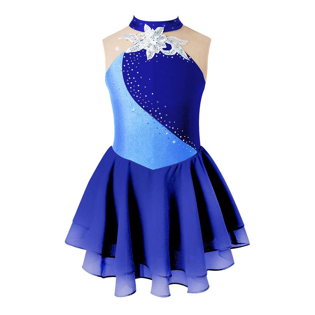 Figure Skating Dresses for Girls Shiny Rhinestone Gymnastics Leotards Girls Ballet Dance