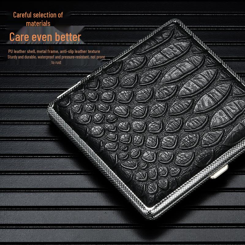 In-Stock Modern Leather 20-Piece Cigarette Case with Elastic Band - Portable Men's Smoking Accessory