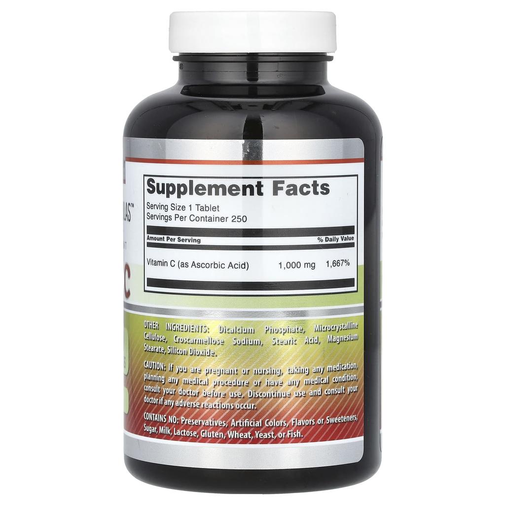Vitamin C, 1,000Mg, 250 Tablets