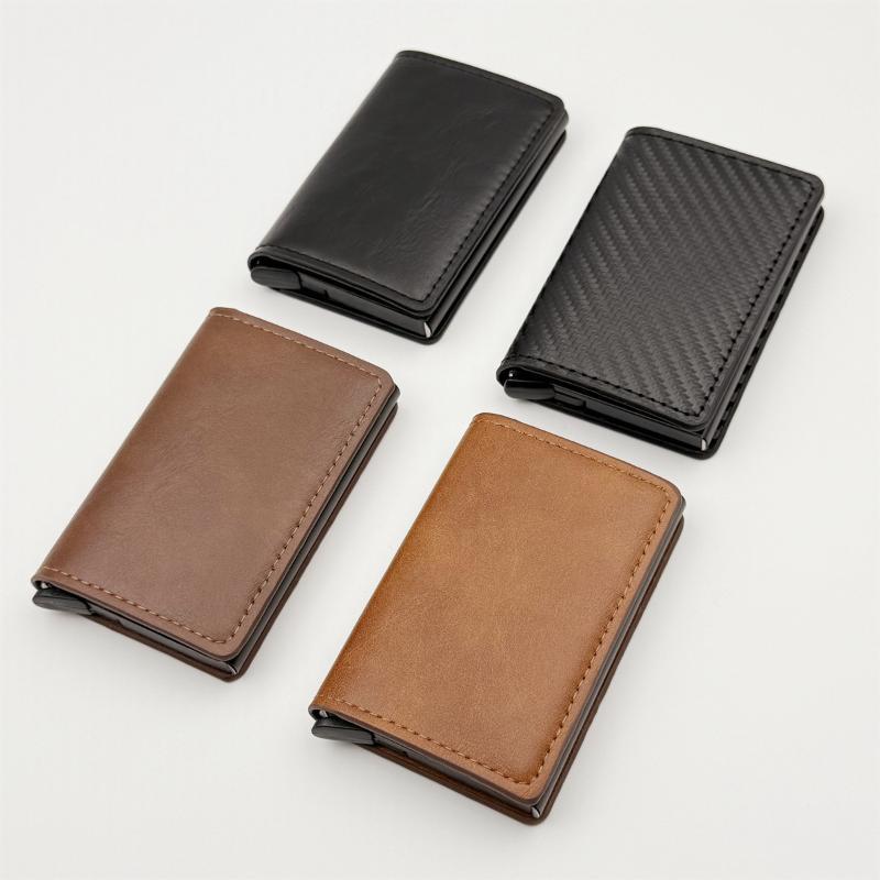 Minimalist Carbon Fiber Men Wallet RFID Blocking Aluminum Card Holder Thin Business Purse for Daily Carry
