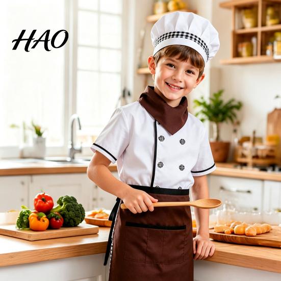 Little Chef Cooking Set Kids Costume for Boys And Girls, Comfortable Outfit with Adjustable Apron Hat Role Play Baking Activities Stage Performance