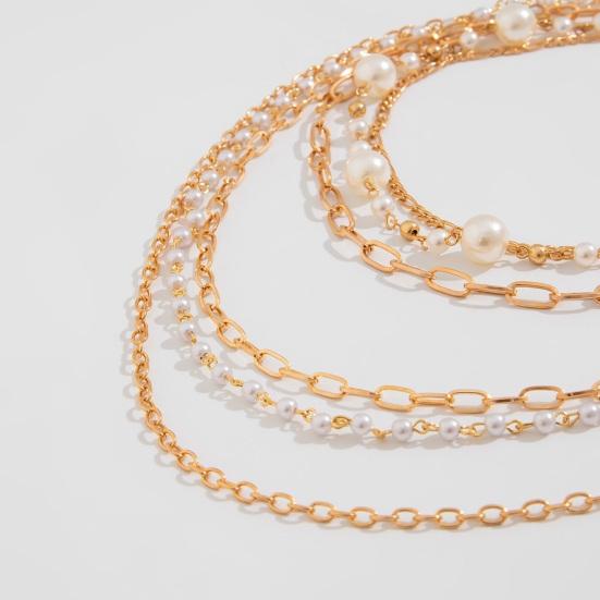 Женское ожерелье, многослойная искусственная жемчужина, декорированная полой цепочкой, регулируемая длина, индивидуальный стиль, клубная вечеринка, шея, ювелирные изделия