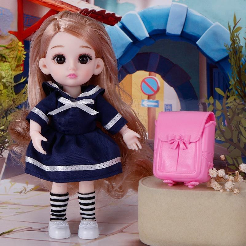 17CM Mini Movable 13Jointed Doll Girls Toy 3D Big Eyes BJD Princess Full Outfits  Dresses  Collection Childrens Doll Gift