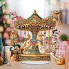 Acrylic 2D Flat Carousel Print DIY Desktop Diamond Art Kits Diamond Painting Desktop Decorations for Home Office Desktop Decor