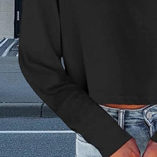 Женские топы с круглым вырезом и длинными рукавами, однотонные свободные укороченные топы для повседневной носки