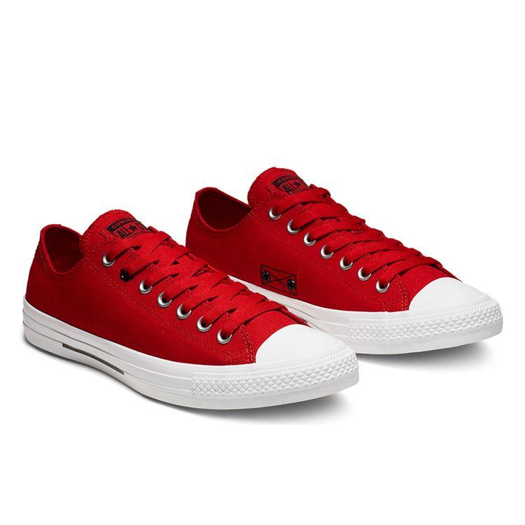 Converse Chuck Taylor All Star Flight School Низкие кеды с черной полосой Повседневные низкие парусиновые кеды Унисекс Красные Белые 165739C