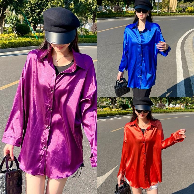 Новые модные повседневные рубашки с длинным рукавом для женщин, однотонные однобортные женские офисные топы больших размеров, блузки для женщин, простая свободная рубашка с солнцезащитным кремом 26226